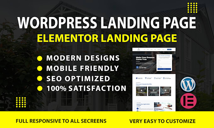 design wordpress landing page website with elementor