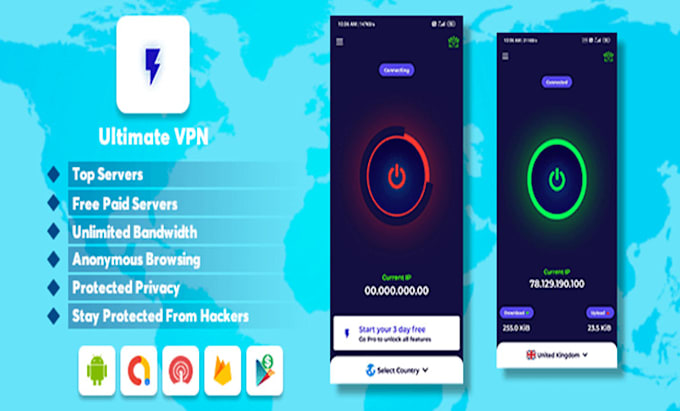 build vpn app with admin panel for android and ios