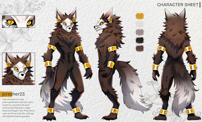 draw custom character sheet or reference sheet for your character, furry,fursona