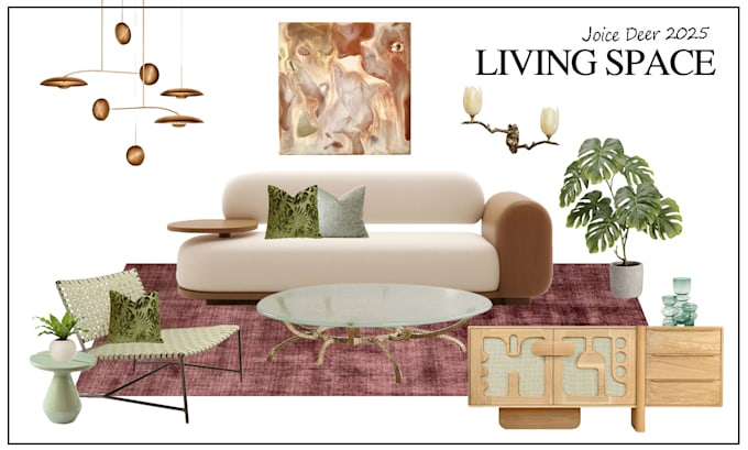 interior design mood boards, shopping list, 3d floor plan