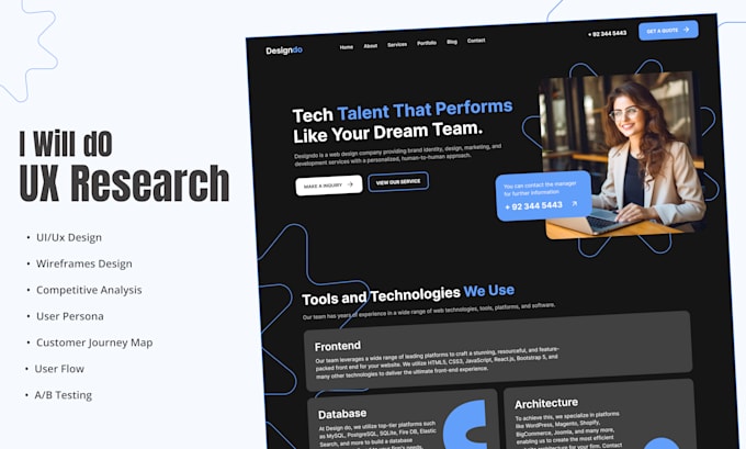do UX research, wireframe design and UX data analysis