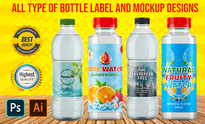 design water bottle label juice bottle label design