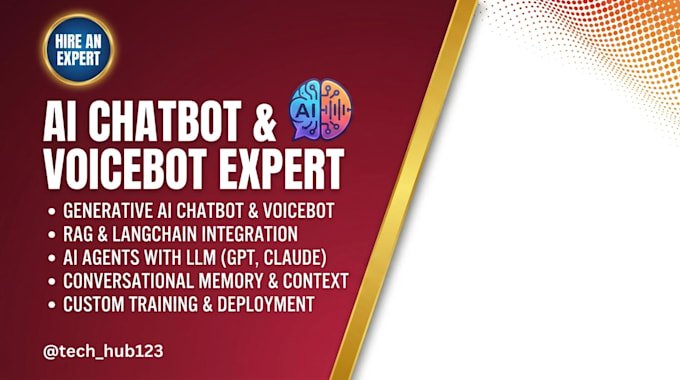 create chatbot, voicebot, ai agent using generative ai, rag, langchain and llms