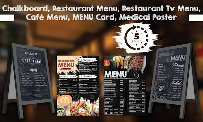 design chalkboard menu restaurant TV menu café card  menu board
