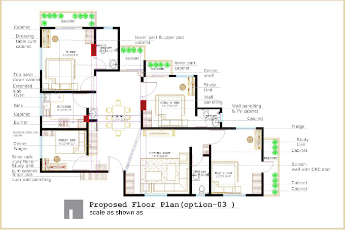 draw architectural floor plans, elevation, section, roof, site plans in autocad