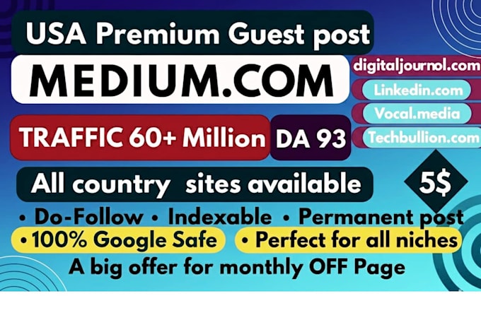 publish premium guest posts on linkedin,com and medium,com