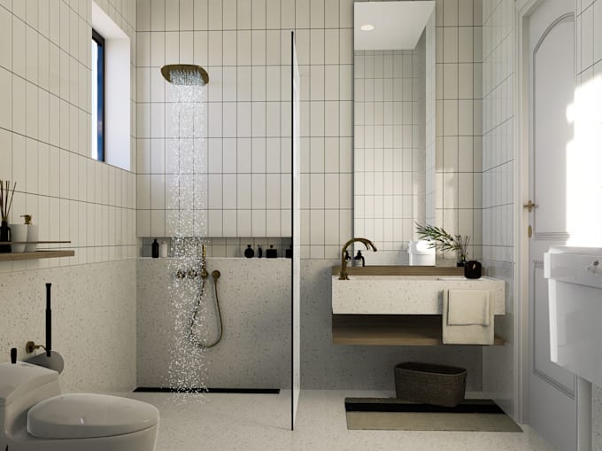 do 3d interior design of bathroom