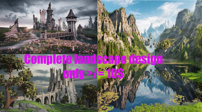 draw fantasy landscape, scene, background illustration