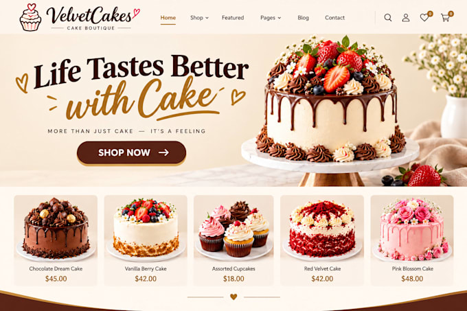 design cake shopify store bread website cookies pastries ice cream grocery store