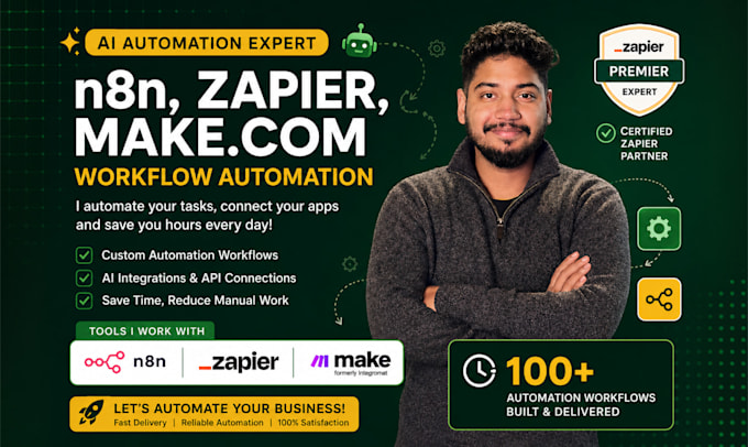 build no code automation workflows using n8n, make, zapier