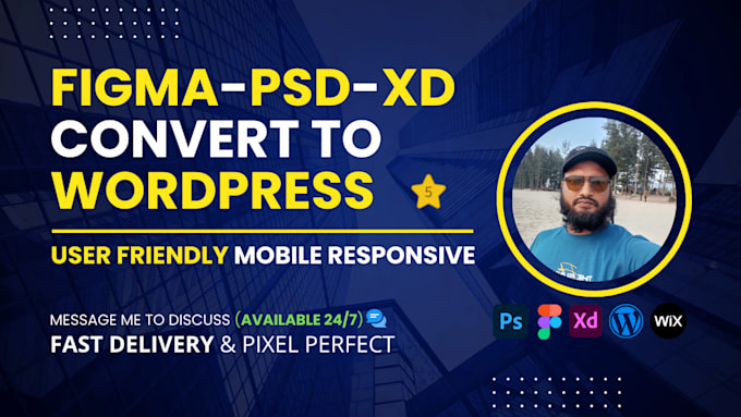 convert  PSD, xd, figma to wordpress using elementor pro