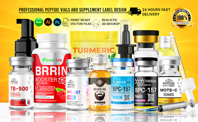 do peptide vial label, vial label design, product label design, amazon listing