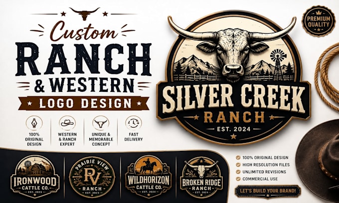 create western cattle brand design for ranch and business