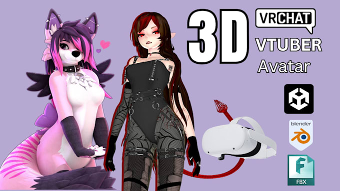 model custom rig 3d avatar of nsfw furry anime vrchat vtuber VR character model