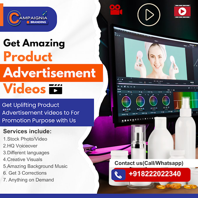 make an attractive ads videos for your product or service