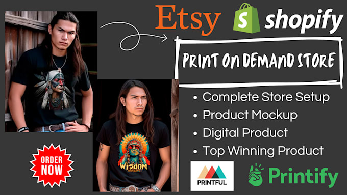 set up etsy shopify print on demand store, shopify etsy print on demand printify
