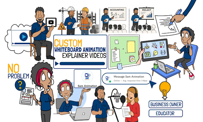 create custom colorful whiteboard animation explainer video