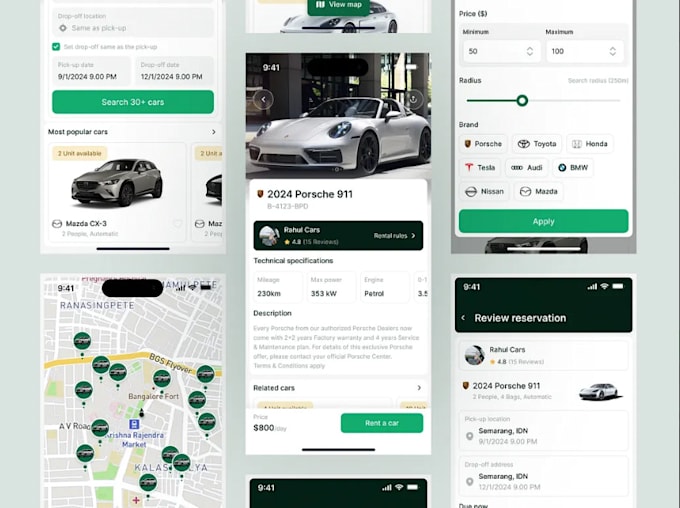 design logistics ride hailing and ev app UI UX in figma