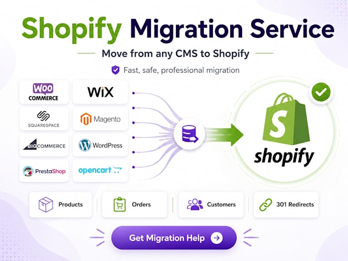 migrate your website from wix, squarespace or woocommerce to shopify