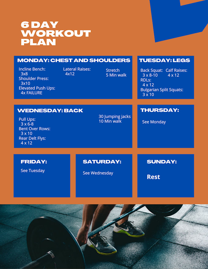 Create a bodybuilding workout plan by Wyatt_radmacher | Fiverr
