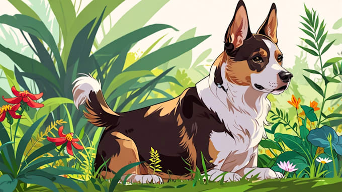 draw dog animal pets cartoon portrait vector art