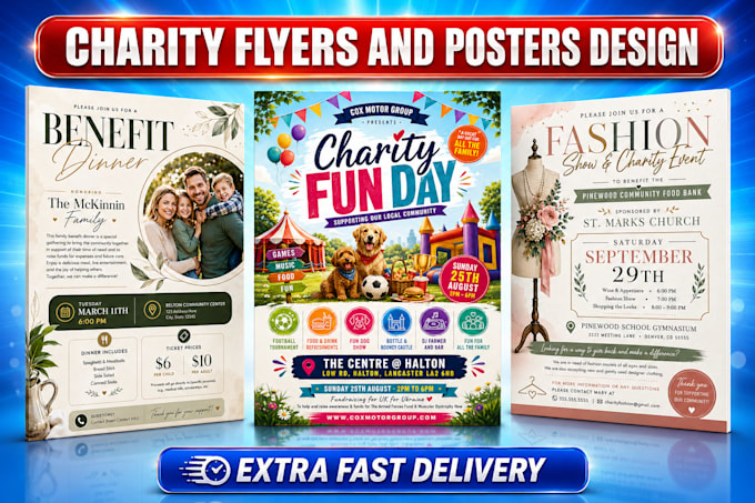 design charity, church and fundraising flyer for nonprofit