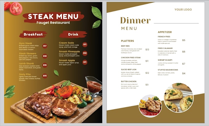 professionally design digital and creative resturant menu