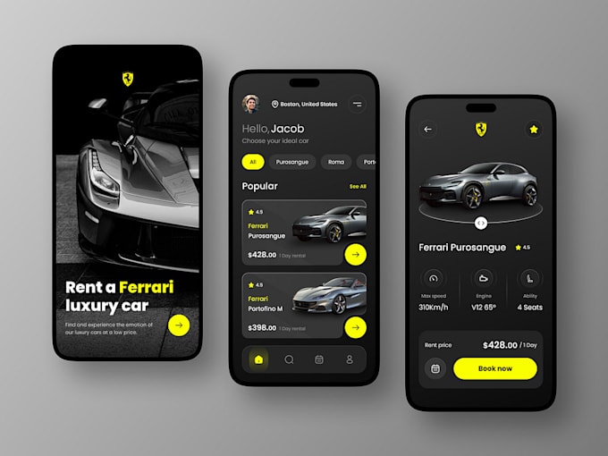 develop book sharing app, car rental app, booking app, ride sharing app, website