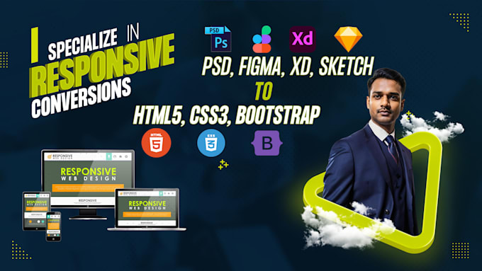 Convert psd figma xd into responsive html css by Design_hunk | Fiverr