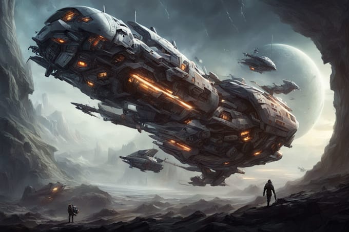 draw sci fi art and spaceship design