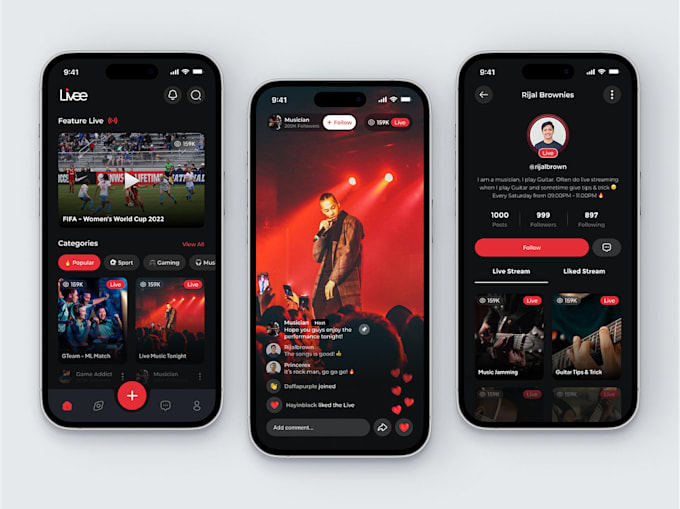 build live streaming app, music streaming app, streaming website