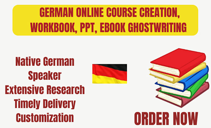 do german online course creation, workbook, PPT, ebook ghostwriting in german