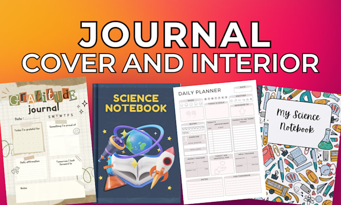 design journal cover and interior, planner and workbook