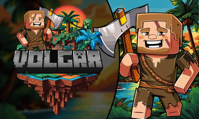 do aggressive minecraft server logo design and icon