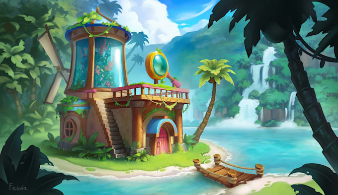 Design an environment concept art and background for game by ...