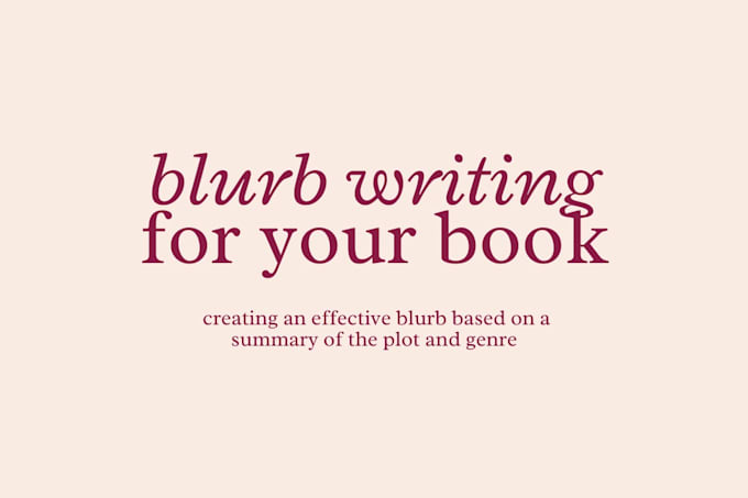 write the blurb for your novel