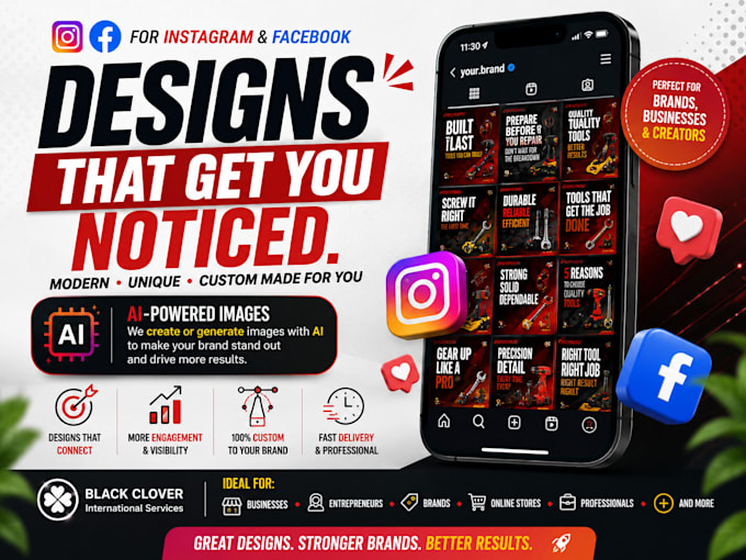 create modern social media designs for instagram and facebook