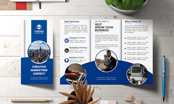 create simple minimalist trifold brochure design