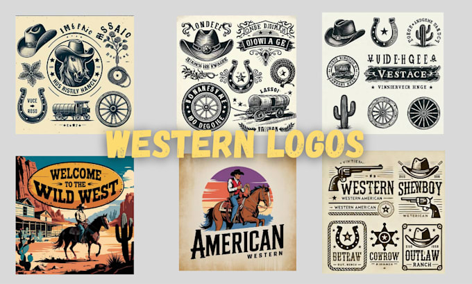 design vintage western logo in american cowboy style