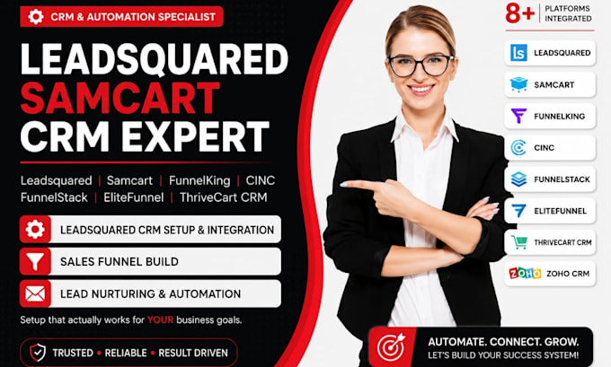 setup leadsquared samcart funnelking cinc funnelstack elitefunnel thrivecart crm