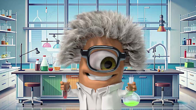 make mad scientist laboratory 3d logo reveal animation