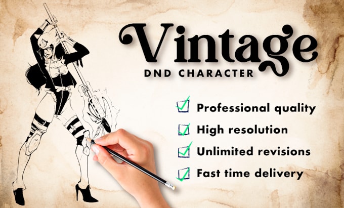 draw your dnd character art in a vintage style