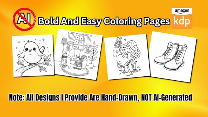 draw amazing bold and easy coloring book for amazon KDP