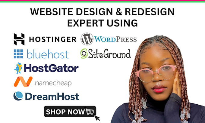 create wordpress website design on hostgator, dreamhost, namecheap, bluehost web