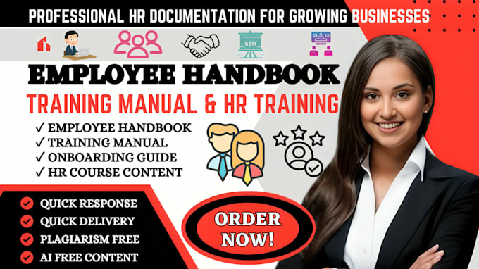 create employee handbook, HR policies, training manual, and onboarding guide