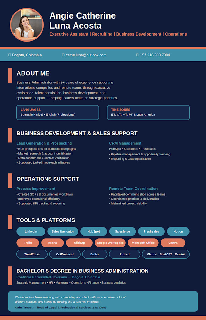 be your virtual executive assistant for admin, recruiting and sales support