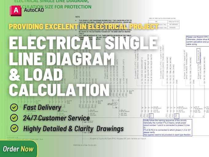 draw single line diagram and load calculation for your electrical design