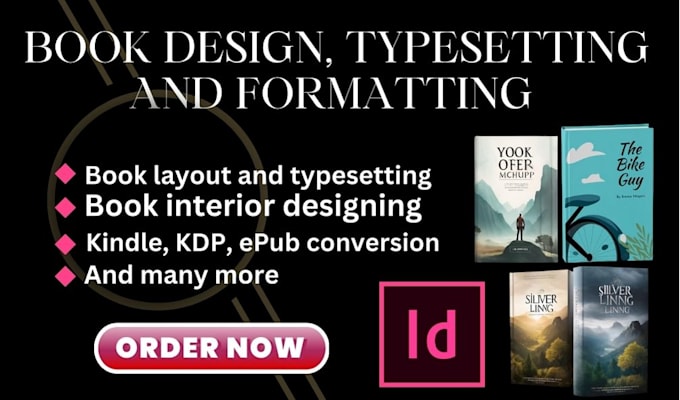 do book cover design formatting and typesetting into epup, KDP etc with indesign