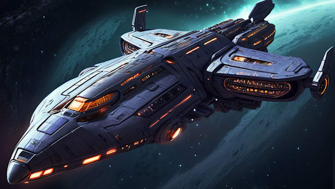 design spaceship, sci fi illustration and sci fi art