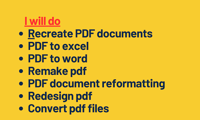 recreate PDF documents in word or excel format
